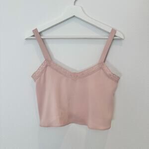NWT Urban Outfitters mauve pink lace trimmed cropped cami tank top XS
